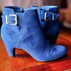 Sam & Libby Navy Suede Ankle Boots, Size 8